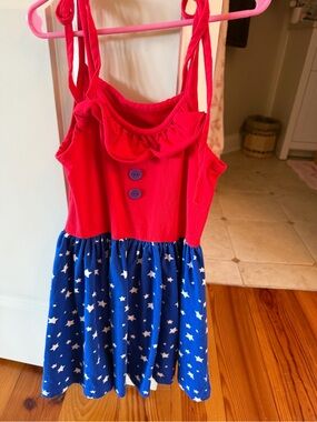 Eleanor Rose Girls Red and Blue Star Print Sundress